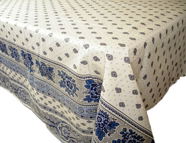 French tablecloth coated or cotton (Bastide. white blue)